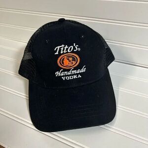 Tito's Vodka Handmade Austin Texas Black Mesh Snapback Hat Cap